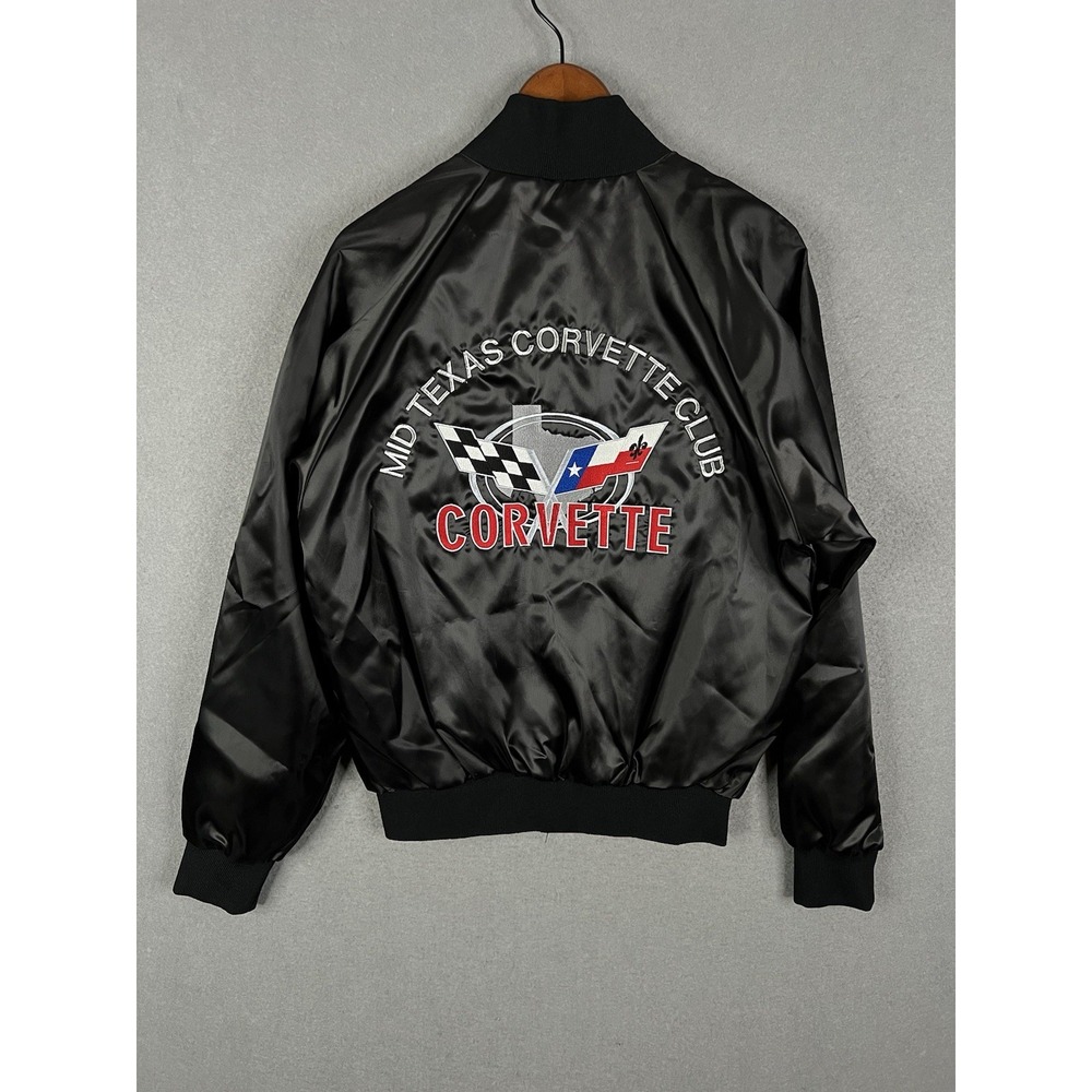 VINTAGE‎ Auburn Jacket M Black Chevy Chevrolet Corvette Cars Racing Texas